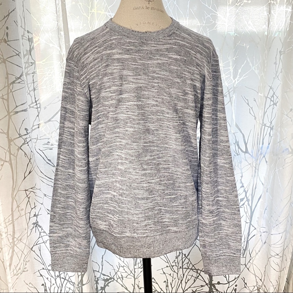 Club Monaco gray white knit crewneck sweater top